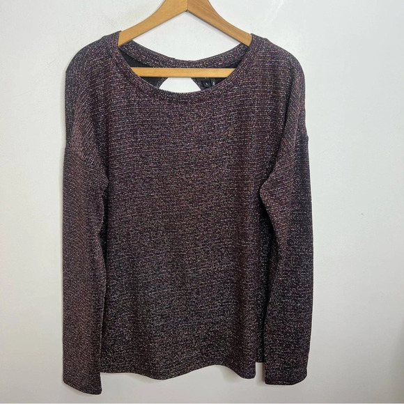 PAIGE Celeste Open Back Lurex Striped Metallic Weave Long Sleeve Shirt - Picture 13 of 13